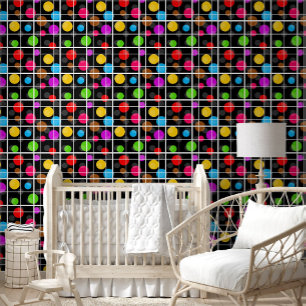 Papier Peint Conception Motif Pois de fenêtre colorée