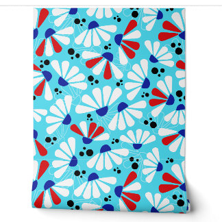 Papier Peint Confetti de confleur sur le bleu tropical