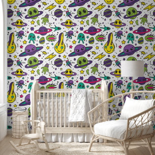 Papier Peint Cool bébé espace extra-terrestre carrelé