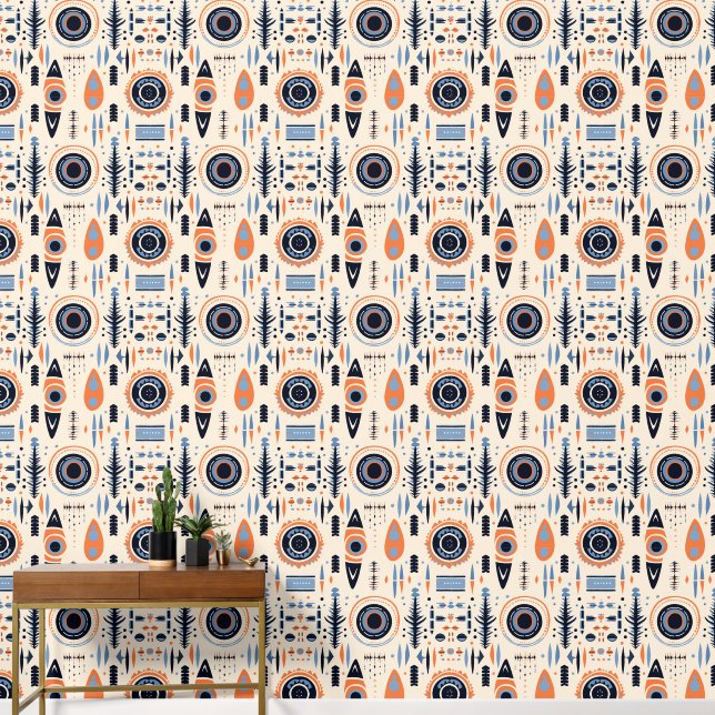 Papier Peint Cool Boho Sud-Ouest motif carrelé (Couloir)