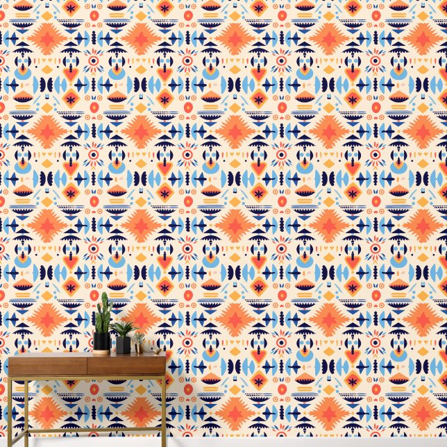 Papier Peint Cool Boho Sud-Ouest motif carrelé (Couloir)