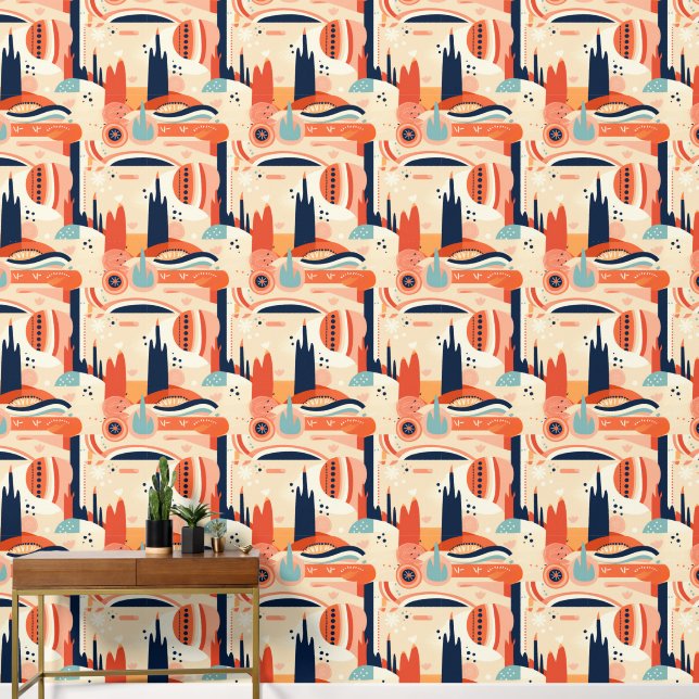 Papier Peint Cool Boho Sud-Ouest motif carrelé (Couloir)