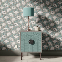 Coquelicot Vintage dans un Gris Bleu Ciel
