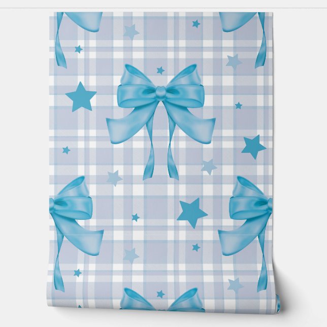 Papier Peint Coquette féminine bleue (Déroulement)