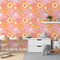 Corail rose Rouge Orange Blanc Floral Art Motif