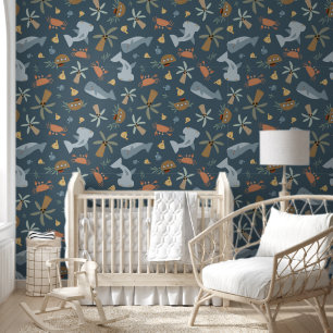 Papier peint couleur océan côtier pour enfants
