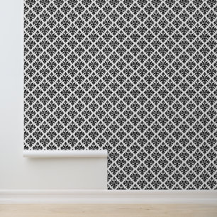 Papier Peint Couleurs DIY Floral Damask #3 Noir Blanc