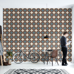 Papier Peint Couleurs rétro Mi-Siècle Cercles modernes