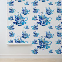 Coupe Artistique de Café Bleu avec Motifs de tourb