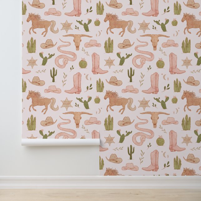 Papier Peint Cowboy Western Girl's Room (Application)