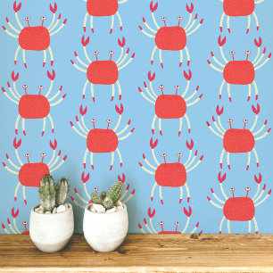 Papier Peint Crabe dansant amusant motif côtier
