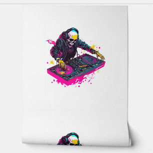 Papier Peint Crâne rave - EDM Party Skeleton DJ