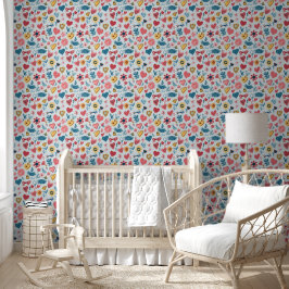 Papier Peint Crayon Coeurs et fleurs