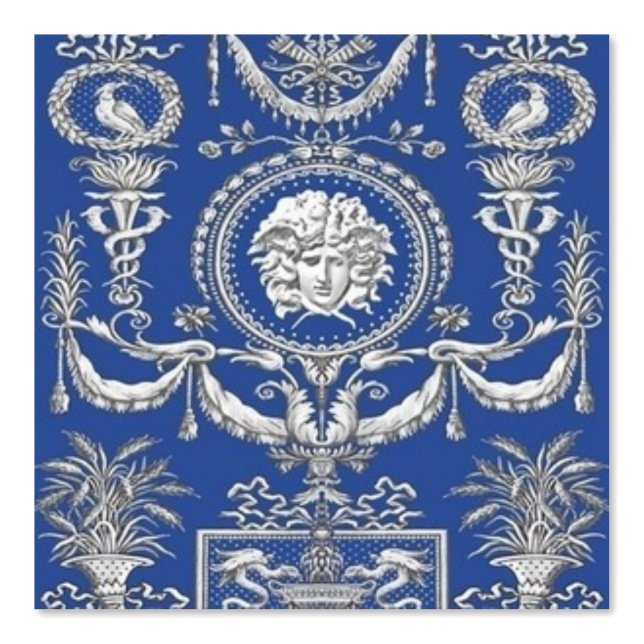 Papier Peint Créateur de Medusa Bleu Grec Ancien (Recto)