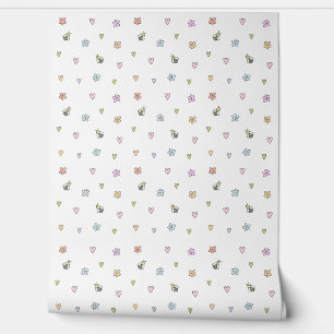 Papier Peint Créatures mignonnes : Coeurs, Fleurs et Bees Nurse