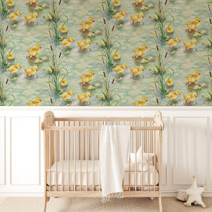 Papier Peint Crèche Baby Canards et Massettes
