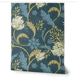 Papier Peint Crème et bleu Floral Art Nouveau
