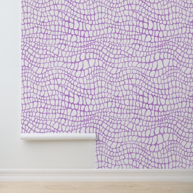 Papier Peint Crocodile blanc et violet / Motif de peau Alligato (Application)