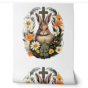 Papier Peint Croix de Pâques Lapin de Pâques Rabin