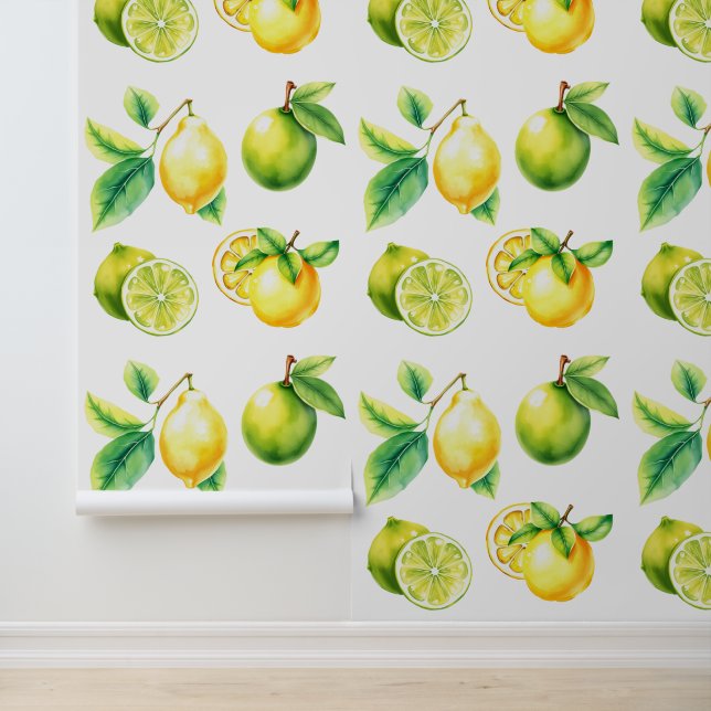 Papier Peint Cuisine citron et citron vert et jaune (Application)