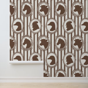 Papier Peint Cuisine de ferme rustique Barnyard Mocha Ticking S