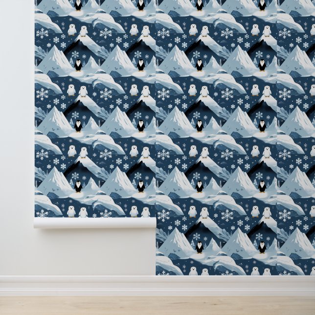 Papier Peint Cute Arctic Friends Motif Peel and Stick (Application)