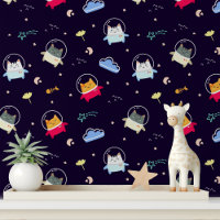 Cute Astronaut Space Cat Modern Kids Motif