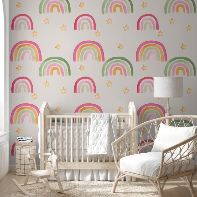 Papier Peint Cute Boho Rainbows et Stars (Enfants)