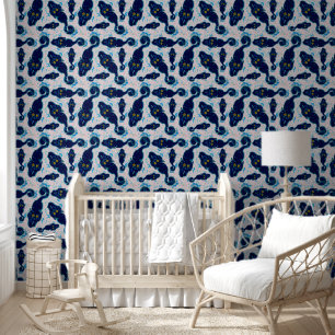 Papier Peint Cute Chats Noirs Avec Fleurs Design Motif