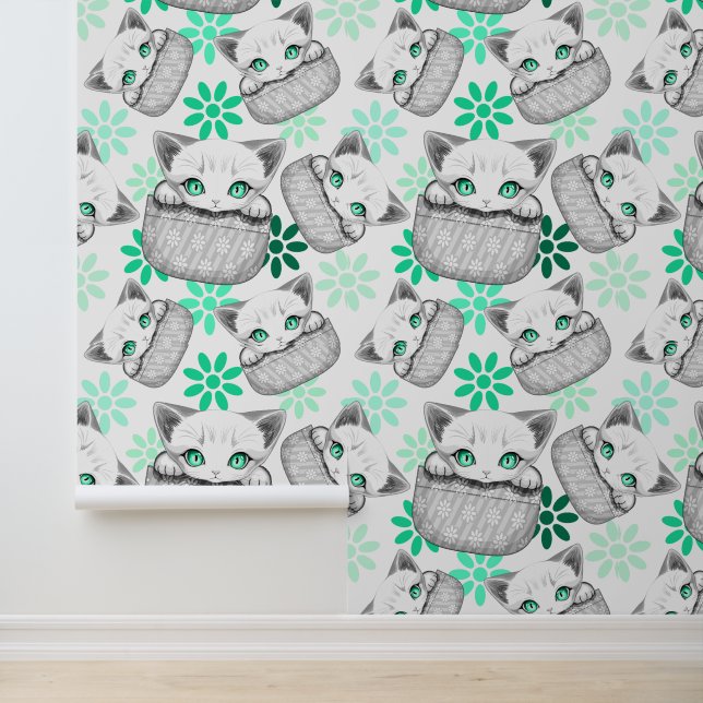 Papier Peint Cute de chat et pointe joueuse à partir d'une poch (Application)