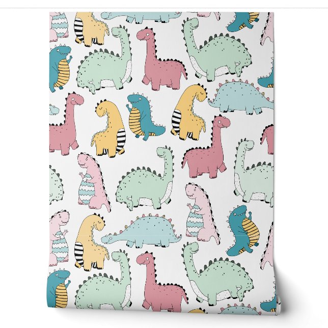 Papier Peint Cute Dino Salle pour enfants (Déroulement)
