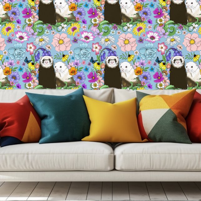 Papier Peint Cute Ferrets Floral (Créateur téléchargé)
