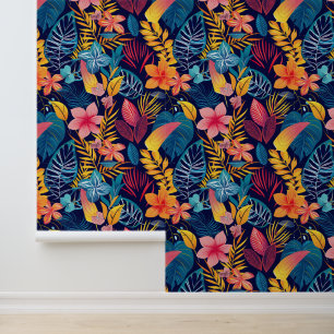 Papier Peint Cute Jungle motif carrelé à fleurs