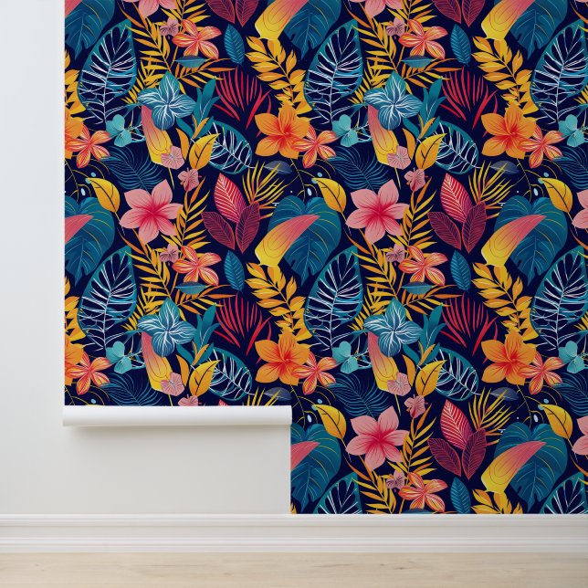 Papier Peint Cute Jungle motif carrelé à fleurs (Application)