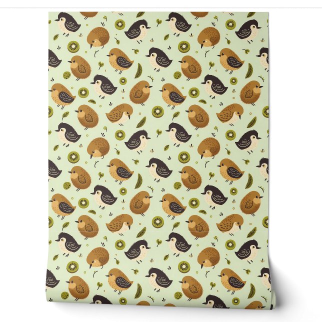 Papier Peint Cute Kiwi Birds Motif (Déroulement)