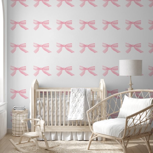 Papier Peint Cute Little Rose Bows Baby Girl Nursery (Enfants)