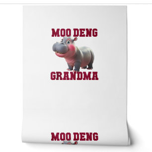 Papier Peint Cute MOO DENG GRANDMA Baby Hippo Granny Enseignant