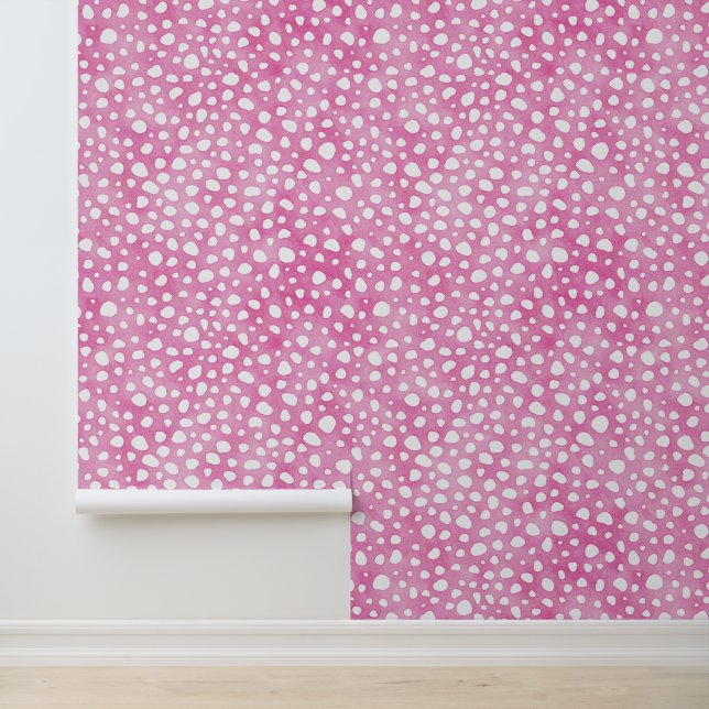 Papier Peint Cute Motif de Cheetah rose et blanc (Application)