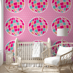 Papier Peint Cute Motif Disco Ball Rose