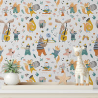 Cute Musical Bois Animaux Modernes Enfants Motif