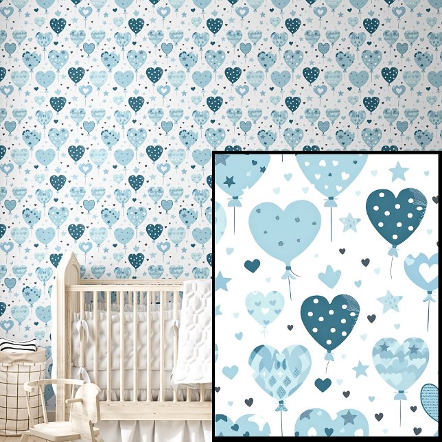 Papier Peint Cute Pale Mid Bleu Bleu Foncé Coeurs d'amour (Créateur téléchargé)