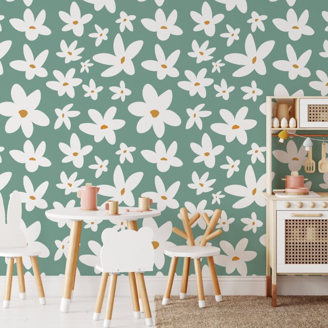 Papier Peint Cute Petit Floral Fleur Blanche (In situ - play room)