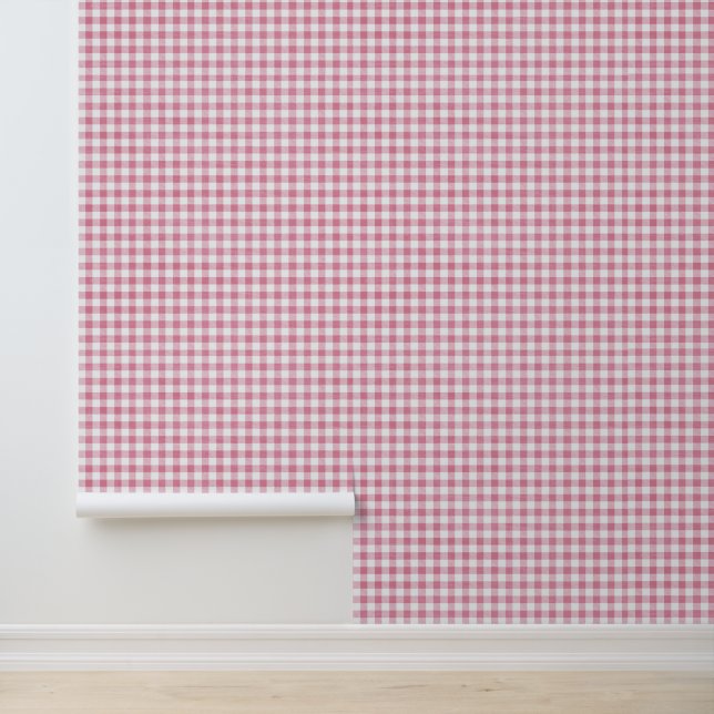 Papier Peint Cute Preppy rose petit En vichy Motif plat (Application)