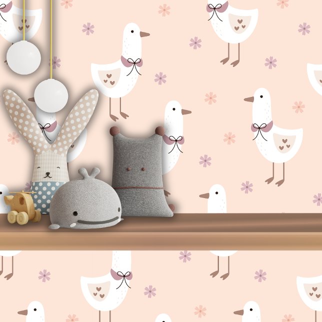Papier Peint Cute Rose Goose Duck Girl Nursey Baby Room (Créateur téléchargé)