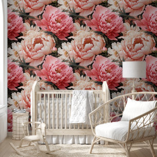 Papier Peint Cute Vibrant Peonies rose Chic Fond d'écran floral