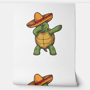 Papier Peint Dabbing Turtle Sombrero Vintage Vector Design_1