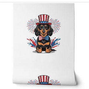 Papier Peint Dachshund patriotique feux d'artifice art vectorie