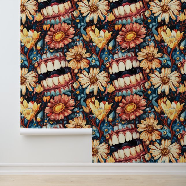 Papier Peint Dadaism Art Dents Fleur Sourire Clinique dentaire  (Application)