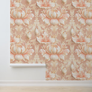 Papier Peint Damas texture luxueuse de fleur de lys crème