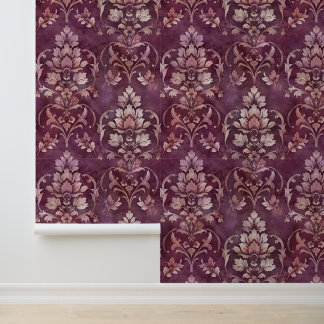 Papier Peint Damas texture luxueuse de fleur magenta décorative